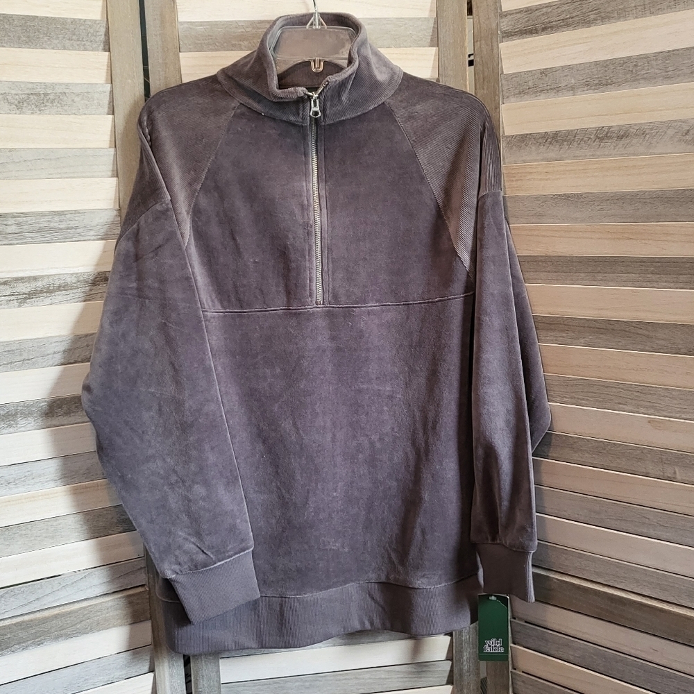 Women's Quarter Zip Velour Tunic Sweatshirt | Wild Fable | Medium